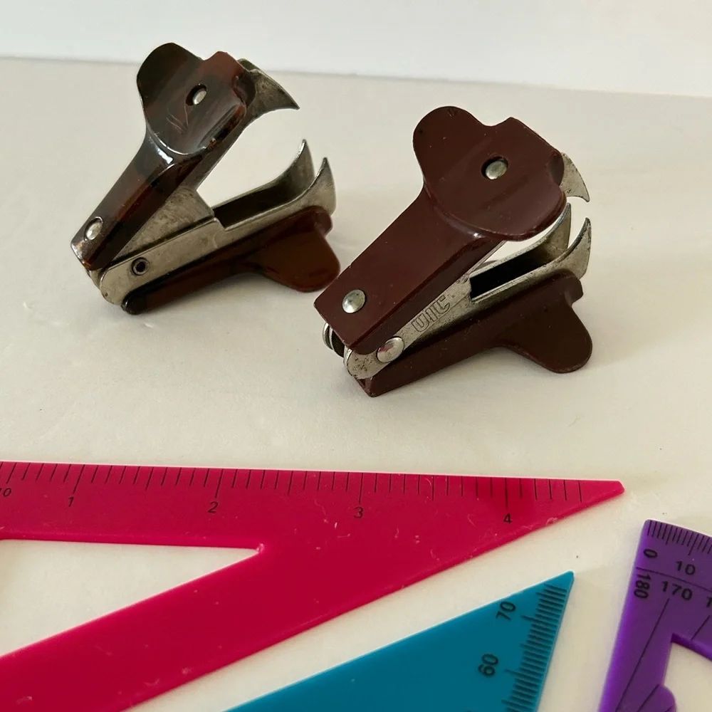 🦋 5/$25 - Miscellaneous School Supplies: Geometry Rulers and VTG Staple Removers
